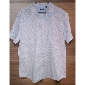 Izod Mens XXL Short Sleeve Button Down White Anchors Nautical‎ Preppy Coastal